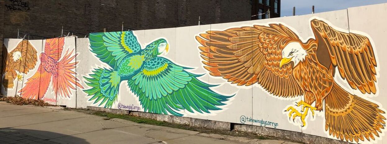 bird mural woodstock ontario by Corryn Bamber @takewingbycorryn