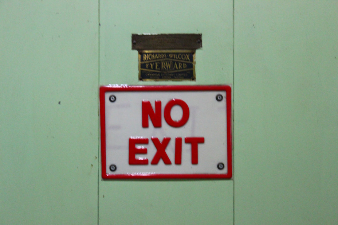 no exit on metal door