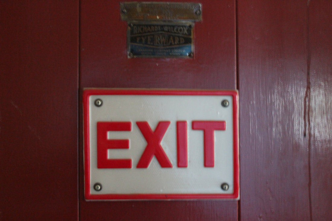 exit on red door